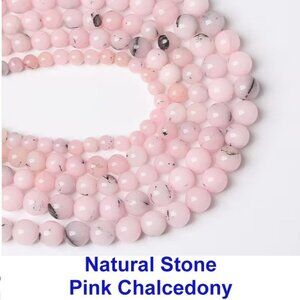  Natural Stone Pink Chalcedony  15" strand  8mm